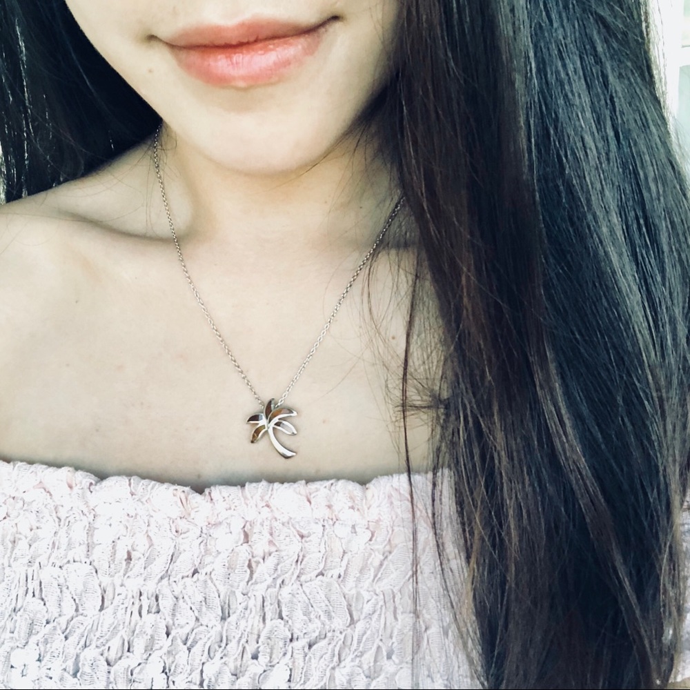 New silver palm tree pendant